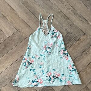 Floral Lace-Back Satin Nightgown Dress